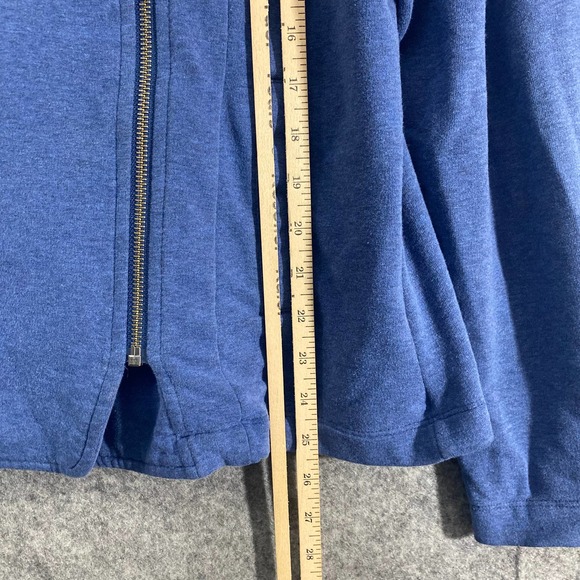 LL Bean Moto Jacket Blue Large Knit Asymmetrical Full Zip Long Sleeve Collared - Picture 6 of 9